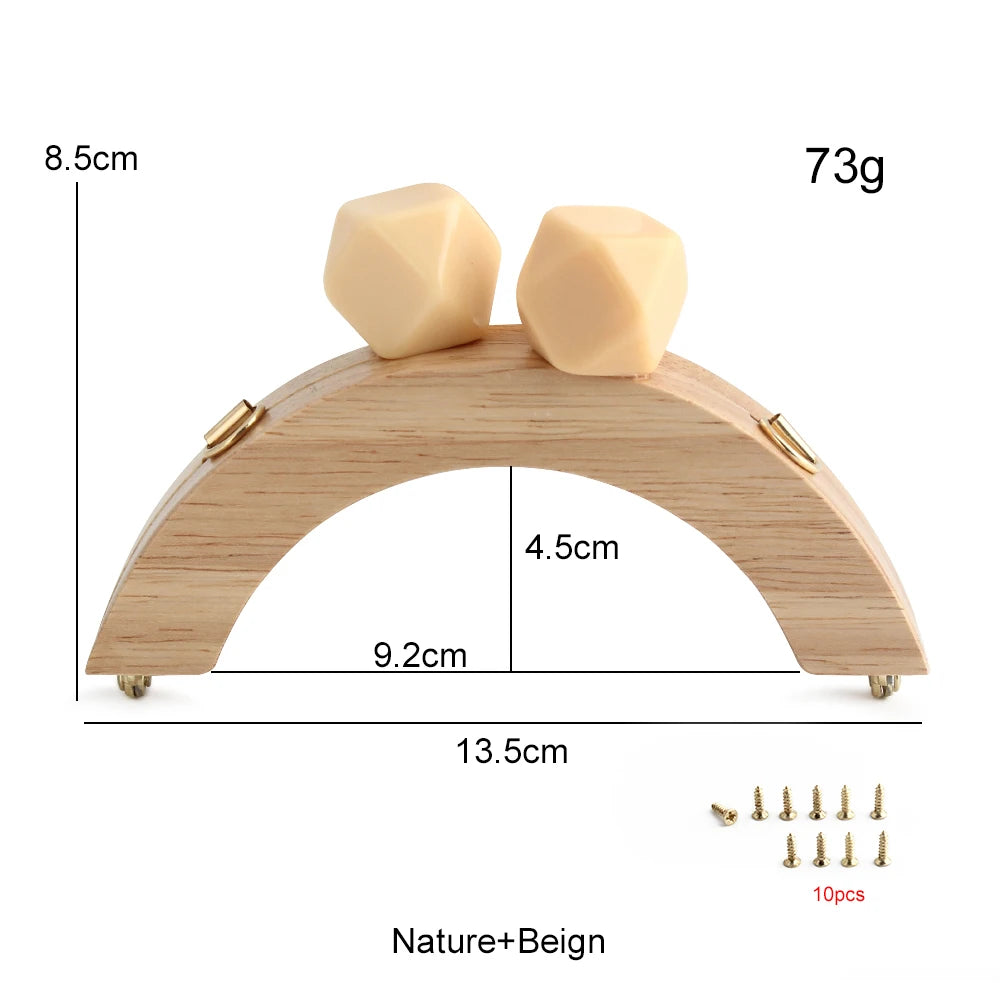 1PC Mini Handbag Bag Frame Matching Lock Wooden Bag Arched Bridge Handle with Colorful Resin Beads DIY Handicraft Accessories