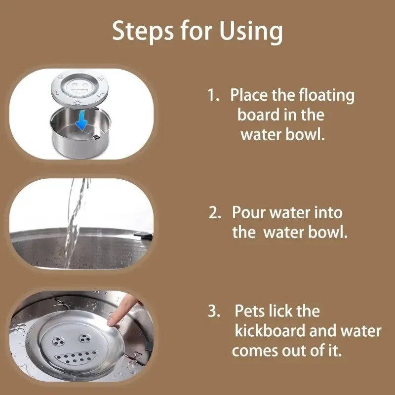 1L/3L Stainless Steel No Spill Water Bowl for Dogs/Cats Non-Slip Slow Dog Bowl Water Feeder Dispenser for Medium Large Dogs
