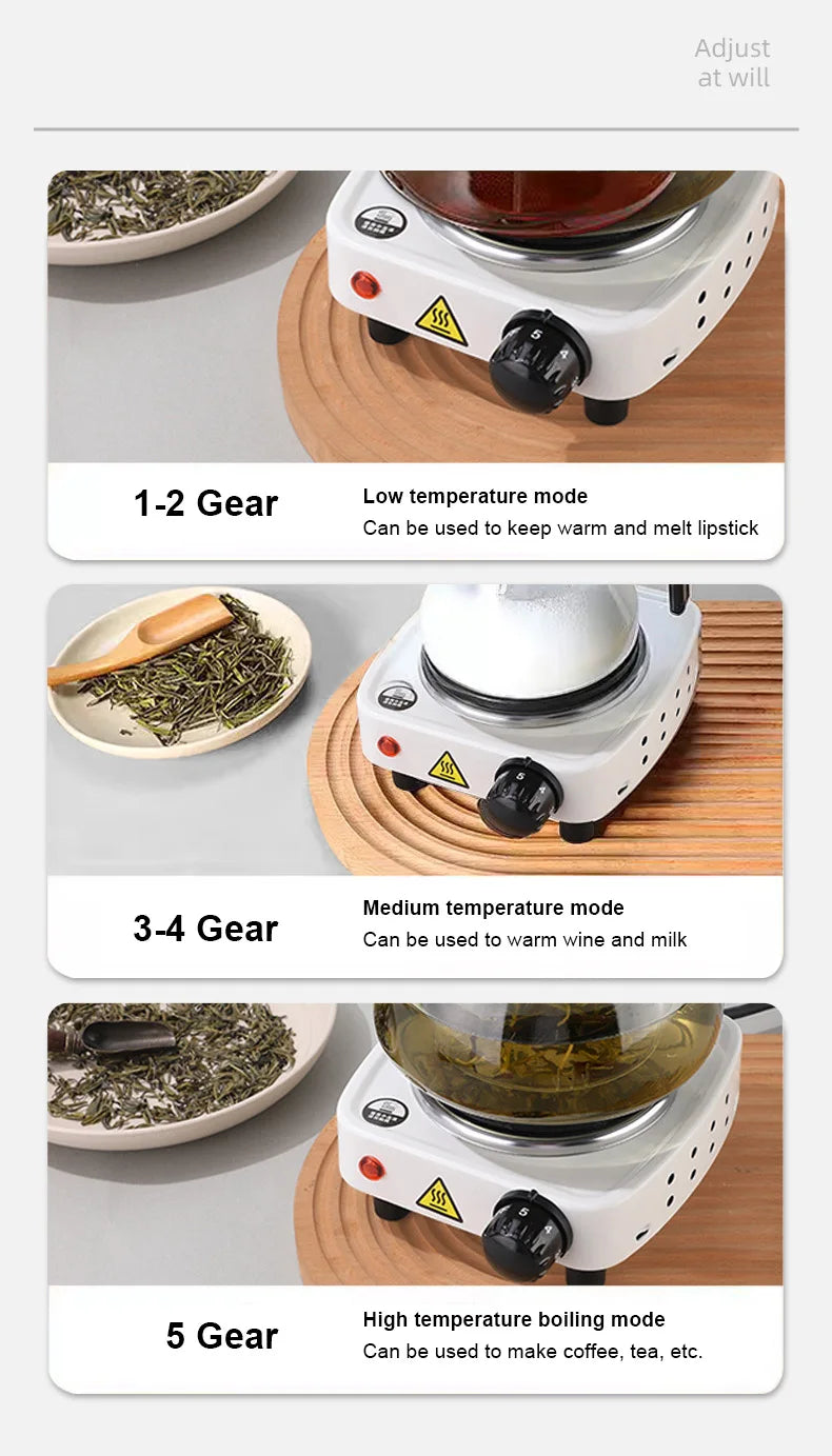 DMWD 110V Electric Hot Plate Mini stove Coffee Heater Milk Tea Mocha Heating Stove Cooking Pot Oven Small Furnace Cook US plug