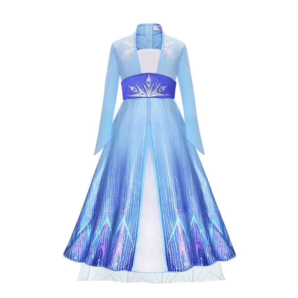 Halloween Birthday Carnival Princess Costume Dress Elsa Anna Snow White Aurora Moana Rapunzel Mermaid Belle for Girls 2-8Y