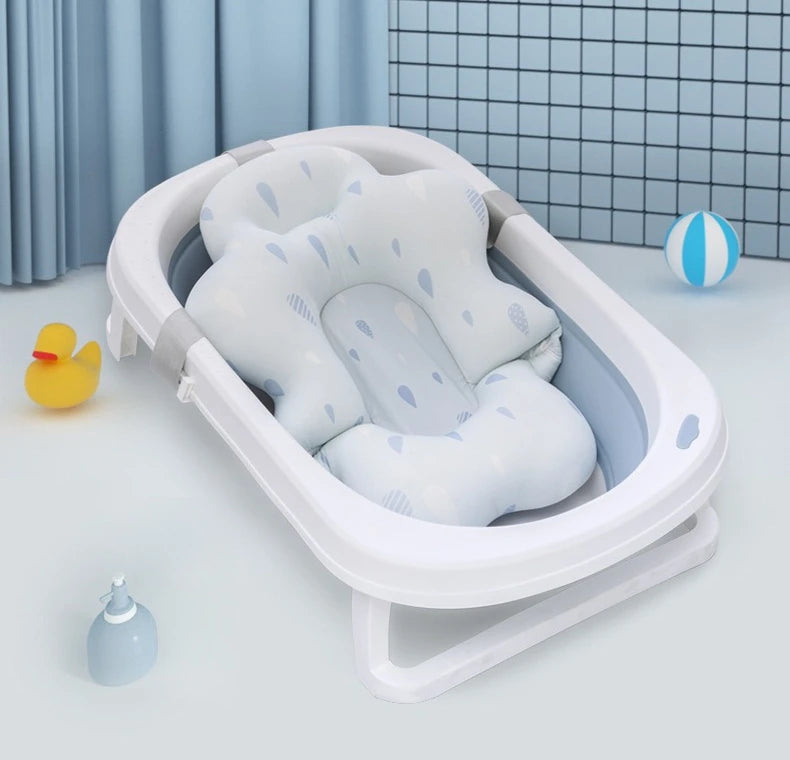 Universal Baby Bath Seat Pad Newborn Floating Recliner for Tub 2-in-1 Sit Lie Support Mat for Baby Breathable Mesh Wash Cradle