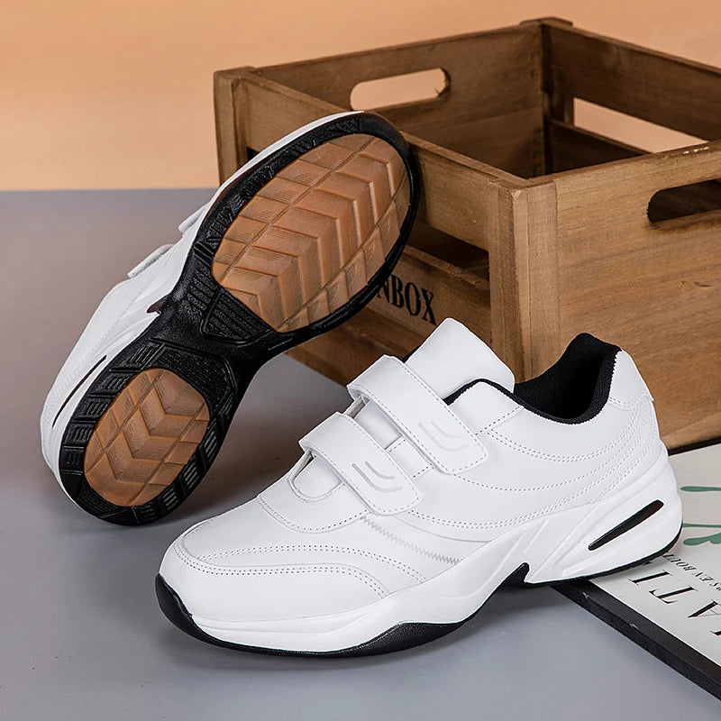 Large Size 48 White Casual Sneakers Men Comfy Leather Lightweight Men's Sports Shoes Outdoor Non-slip Walking Shoes Man Trainers