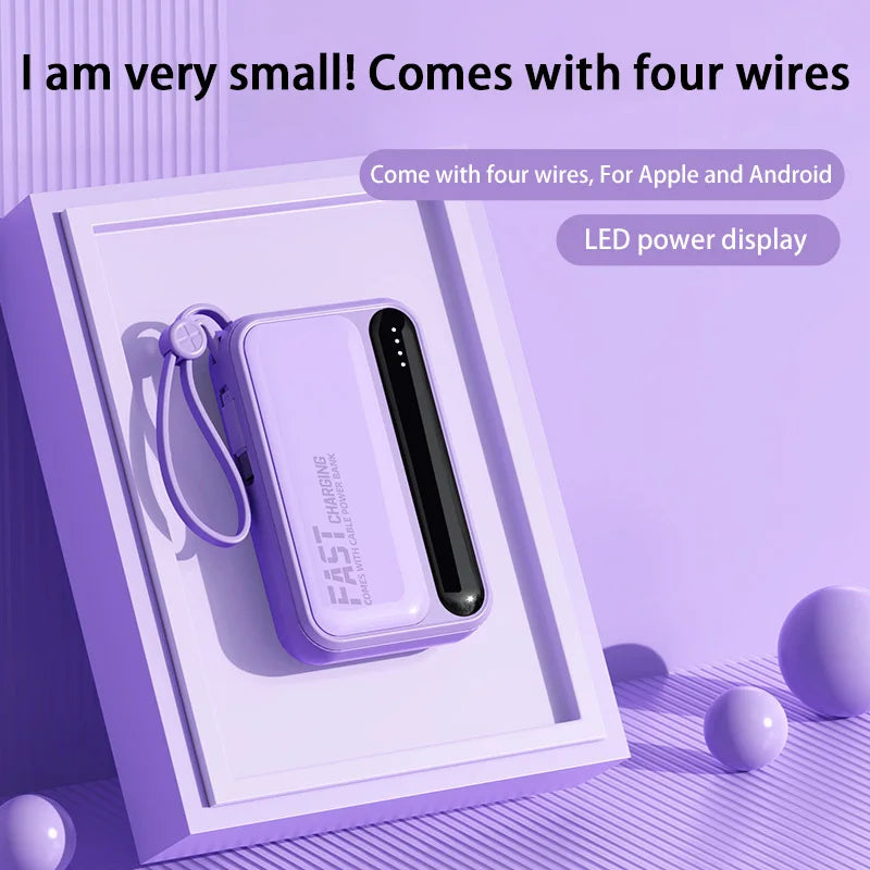 Lenovo 50000mAh Large Capacity Power Bank 4 In1 Built in Cables Intelligent Digital Display Light Fast Charging For IPhone
