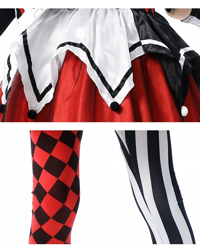 Halloween Cosplay Costumes Horror Clown Dresses Pants Headwear Clothes Sets Carnival Theme Party Role Playing Outfits for Girls