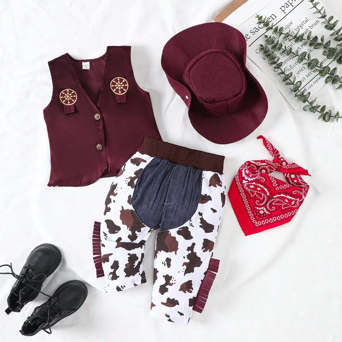 Baby Set Children Western Cowboy Costumes Kids Cosplay Party Costume with Hat Infant Outfit 0-12 Months Baby Boys Clothing