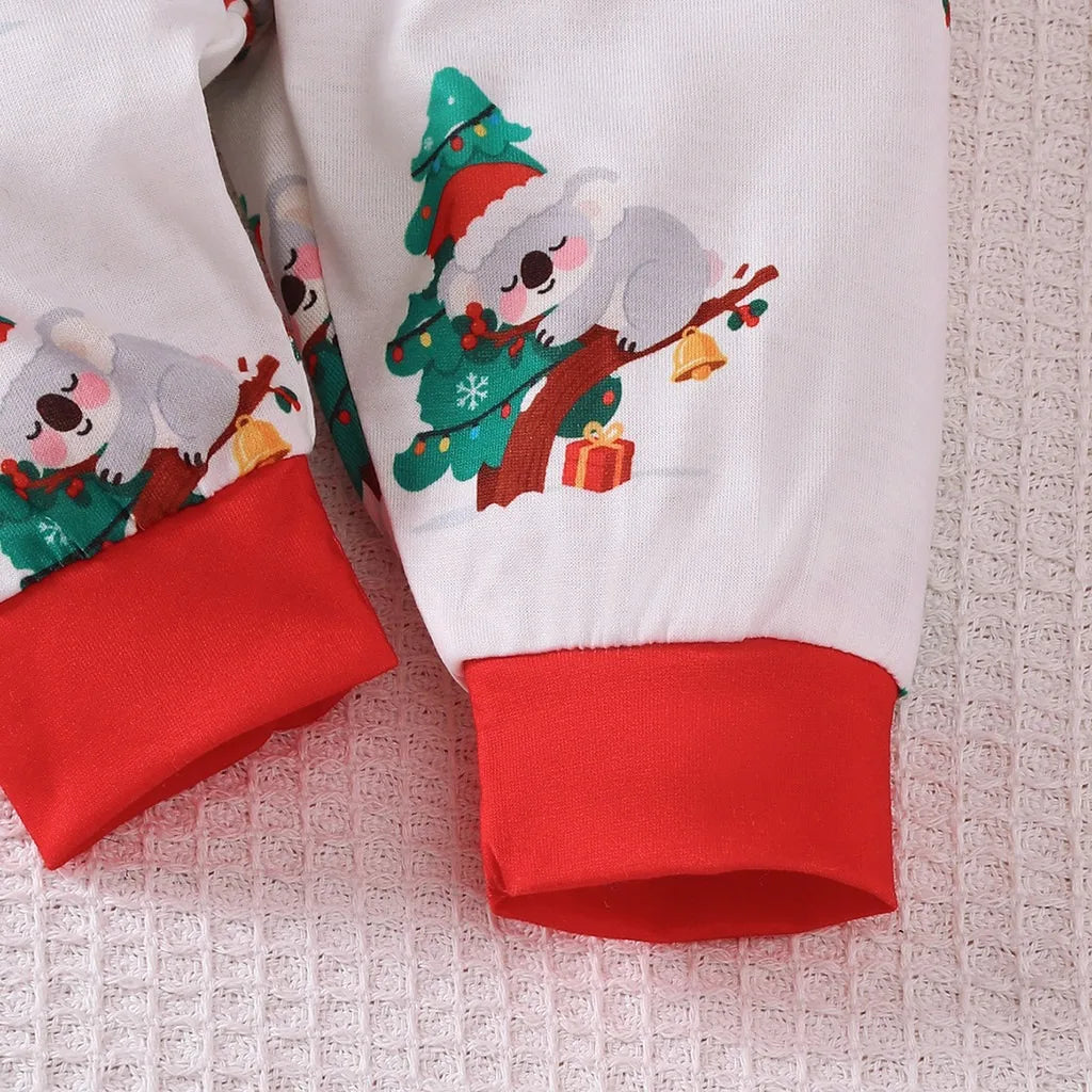 Baby Boy and Girl Christmas Costume Cute Koala Long Sleeve Top+ Pants+Hat 3PCS Clothes Set for 1-18 Months Infant Holiday Suit