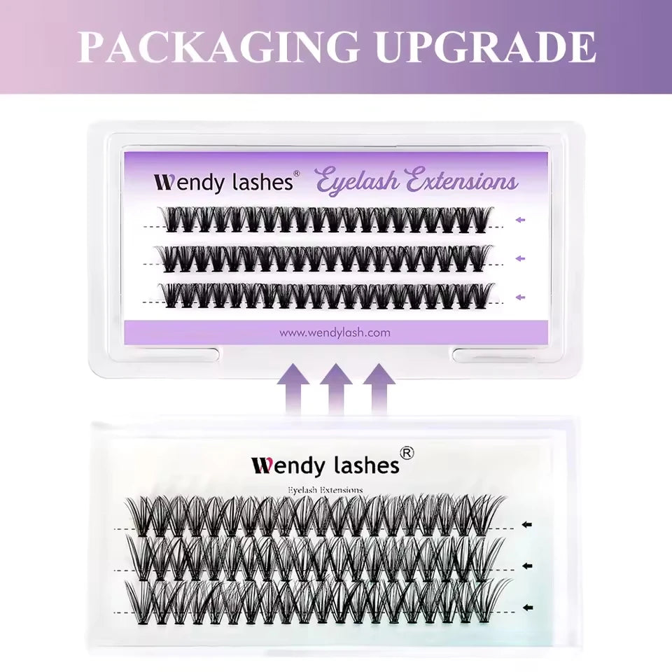 WENDY 3 Rows 10/20/30/40D Bundles Heat Cluster Eyelashes Extension D Curl DIY Individual Faux Mink Thick Volume Grafting Lashes
