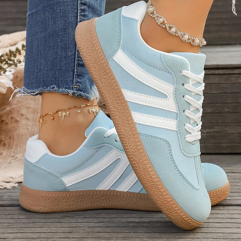 Light Blue Platform Sneakers Woman 2026 Spring Lace Up Thick Sole Casual Sport Shoes Women Light Comfort Non Slip Flat Shoes