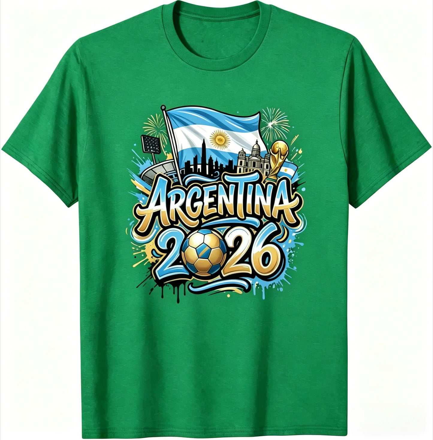 Unisex Argentina 2026 Soccer Tee Vintage Style Graphic Football Fan Supporter Casual Streetwear Top