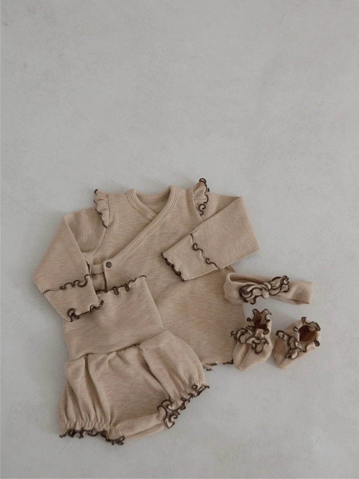 6738 Baby Clothing Set 2025 Autumn New Baby Girl's Home Suit Flying Sleeve Top+High Waist Belly Shorts Pajamas Set