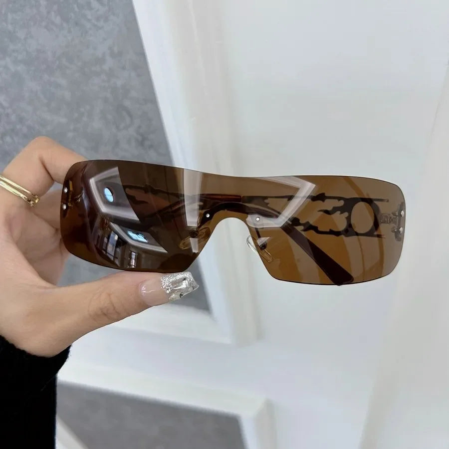 Colorful Square Sunglasses Women Men Rimless Sun Glasses Female Male Designer Brand Unisex Travel Outdoor Oculos De Sol