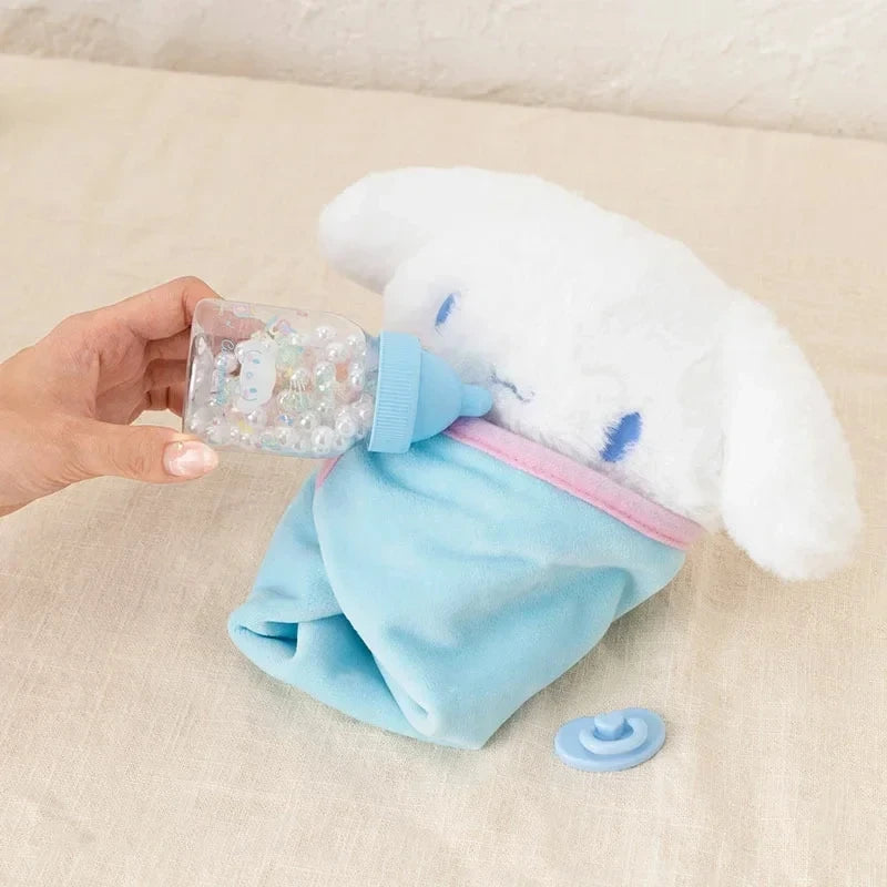 2025 Sanrios Baby Pacifier Bottle Plush Set  Kuromi Hellokitty Cinnamoroll My Melody Baby Dress Up Suit Gifts Christmas Gifts