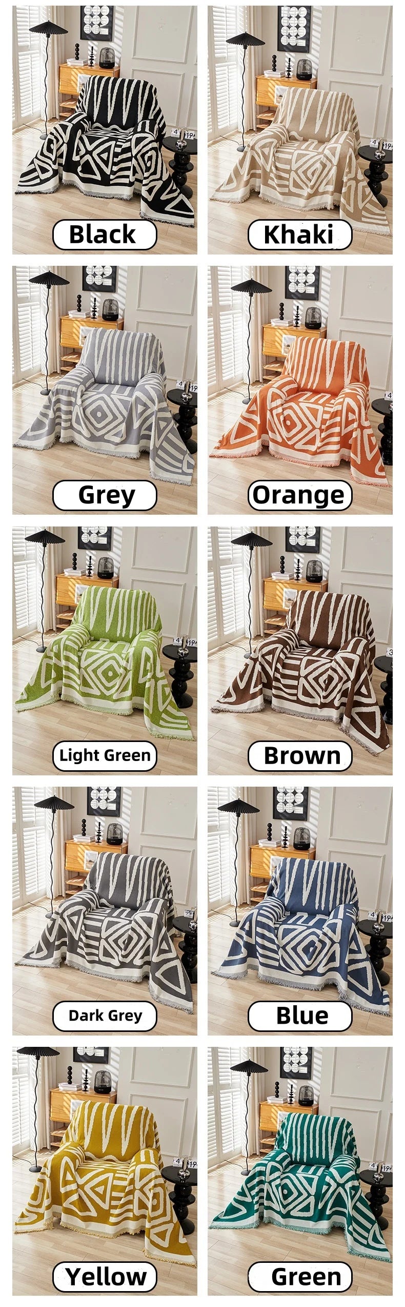 Bohemia Jacquard Slipcover Chenille Sofa Cover with Tassels Sofa Towel Living Room Camping Multipurpose Blanket Furniture Decor