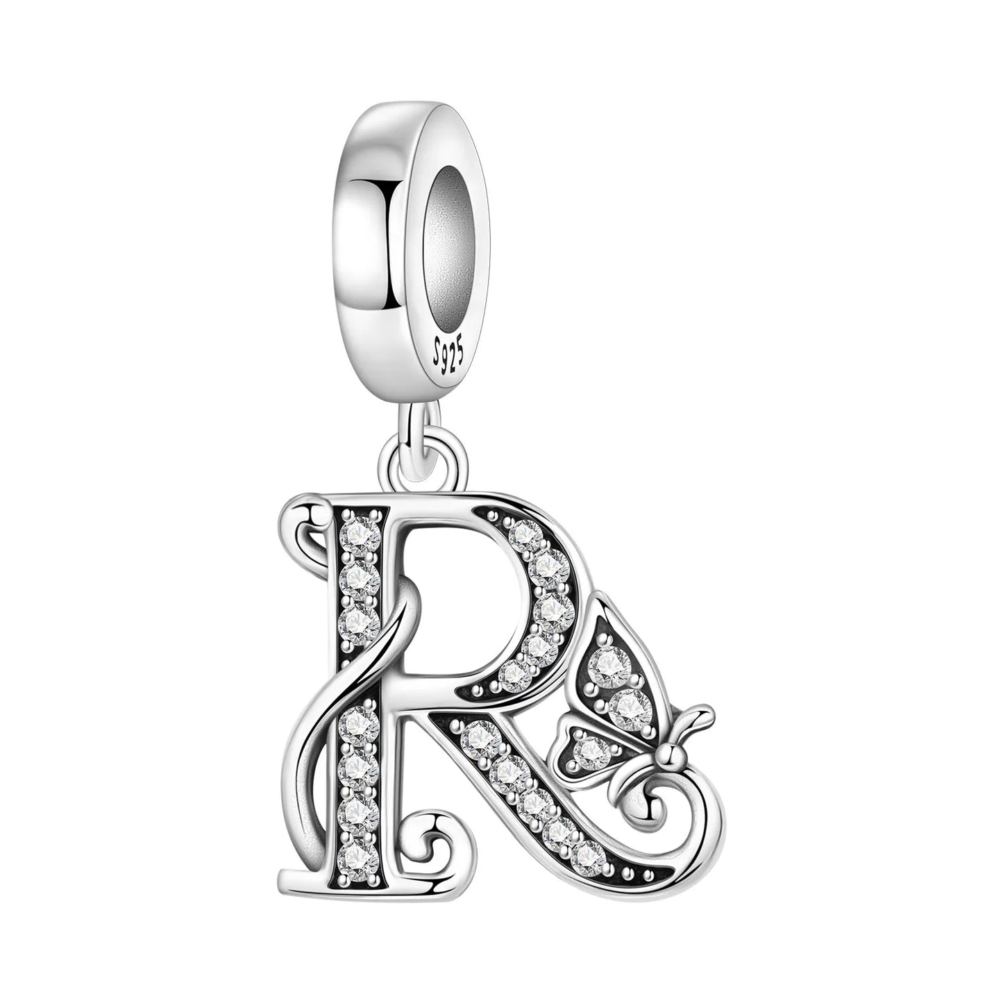 2026 New 925 Sterling Silver Zircon Scroll Grass Pattern 26 Letter Bead Charms for Women Fit DIY Bracelet Necklace Jewelry Gift