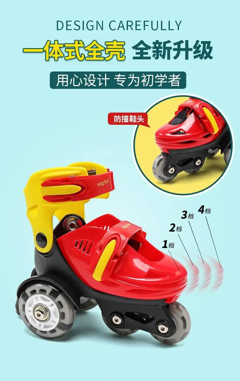 27-34 Children Skates High Elastic PU Inline Adjustable Skate Three-wheel Roller Skates For Age 2-8 Kids Beginners Skating Shoes