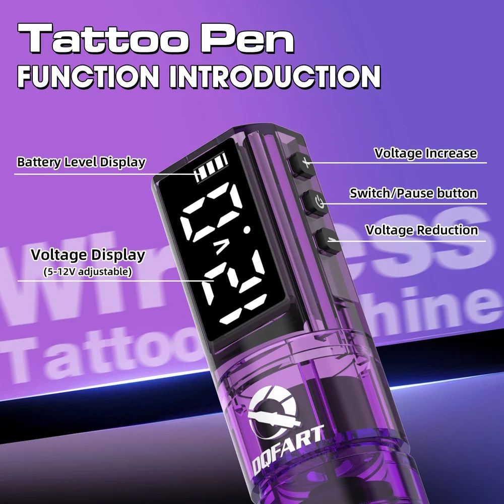 DQFART Hot Poseidon Wireless Tattoo Machine Pen 3Styles 6Colors 1600mAh Safe Professional Artists Creative Designs Beginner