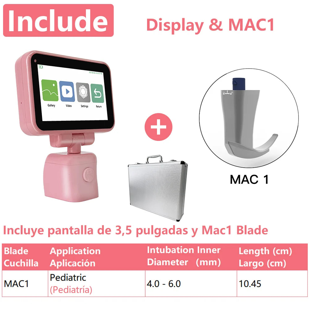 3.5" Touch Screen Video Laryngoscope for Anesthesia, 6 Blades Optional & Customizable Combination