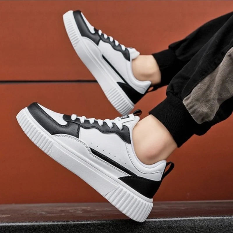 YRZL Fashion Leather Men Casual Shoes Lightweight Running Shoes Platform White Sneakers Outdoor Breathable Sport Shoes Shoes