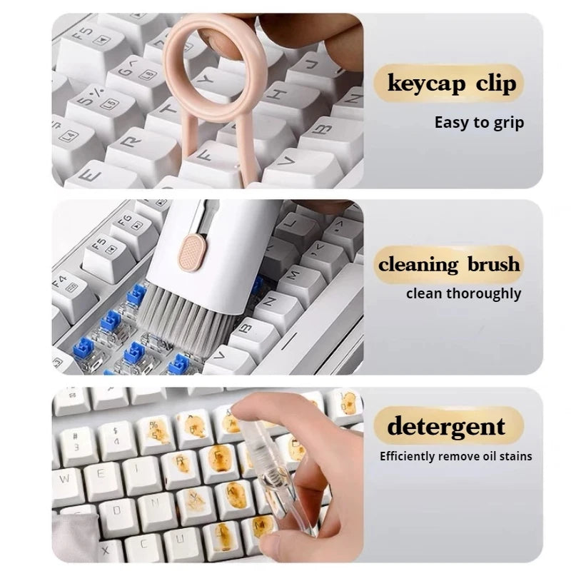 7 In 1 Laptop Keyboard Cleaner Brush Kit Earphone Cleaning Pen Keycap Puller Dust Tool For AirPods Headset Tablet Camera Phone