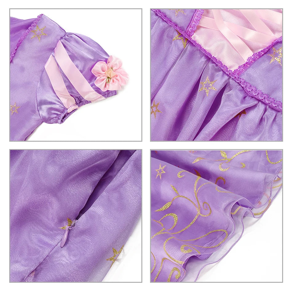 Halloween Birthday Dress Cinderella Snow White Aurora Rapunzel Princess Costume for Girls Kids 2-8Y