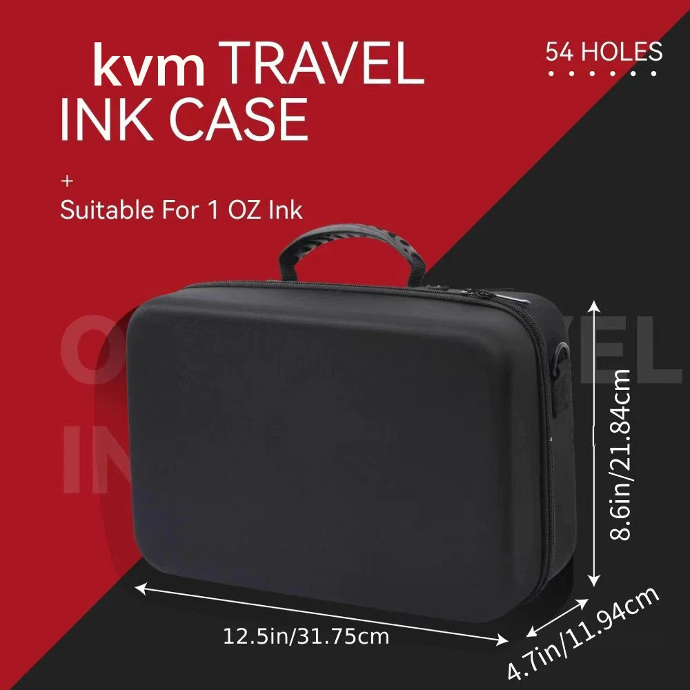 KVM Tattoo Ink Suitcase Tattoo Drawing Inks Travel Case Holds 54pcs 1oz Tattoo Ink PU Memory Foam Storage Case for Storage