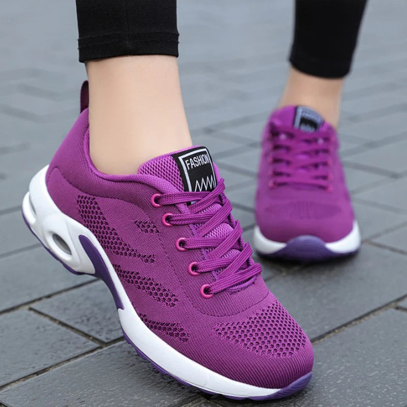 Women Mesh Breathable Casual Sneakers Lace-up Vulcanized Shoes Ladies Platform Sneakers Female Shoes Plus Size Zapatos De Mujer
