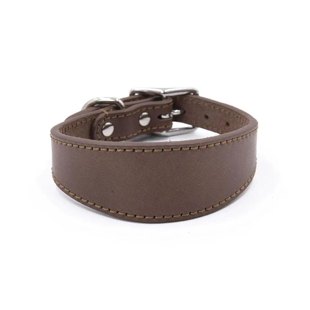 Simple and Adjustable Real Leather Greyhound Collar Wide Huibit Collar Adjustable for Small and Medium Dog Collars Pet Supplies