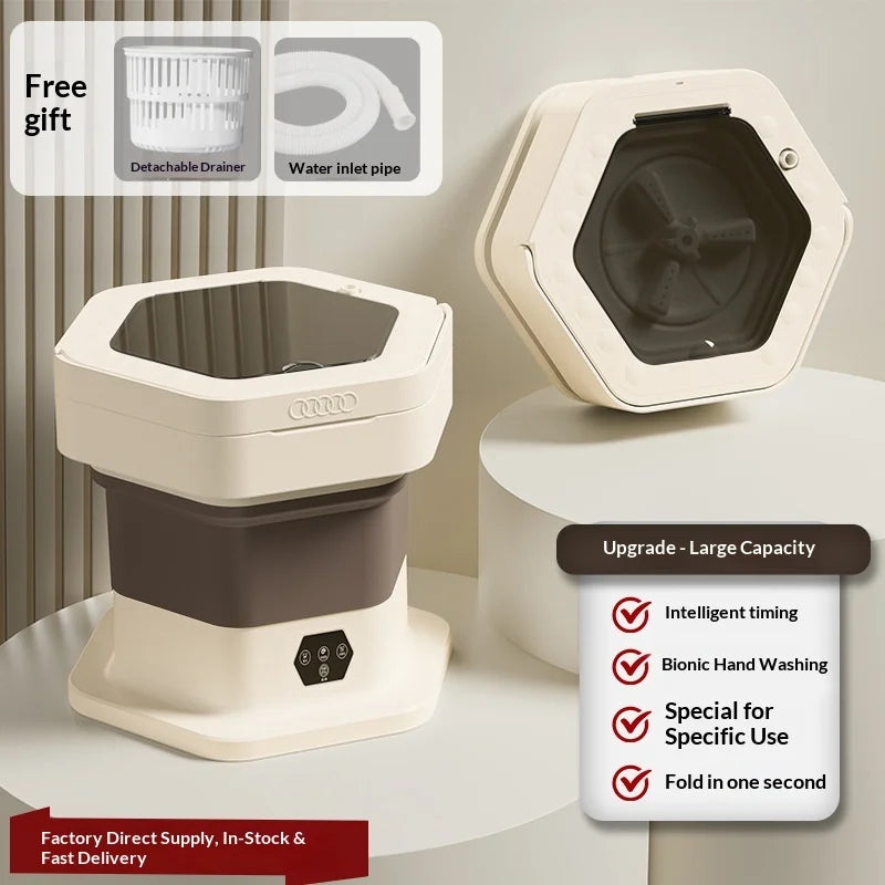 New Mini Folding Washing Machine Household Small-sized Washing Machine Socks Underwear Pants Also Capable Dehydrating White