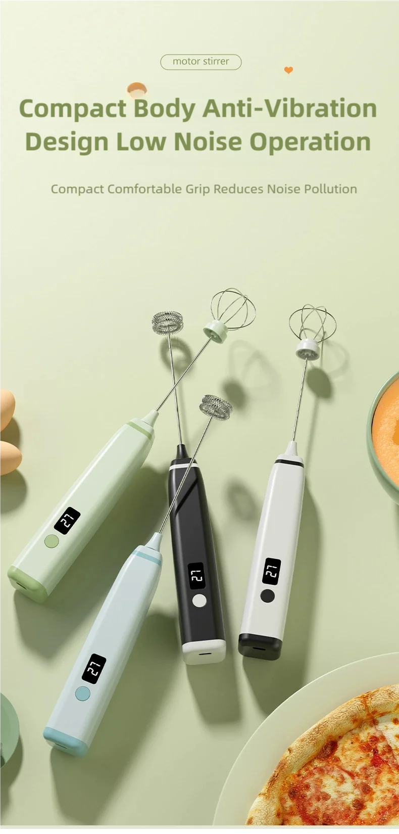 TINSOL Wireless Electric Milk Frother Multi-Function Blender Egg Whisk and Mixer Ideal for Crafting Coffee and Cappuccino Foam
