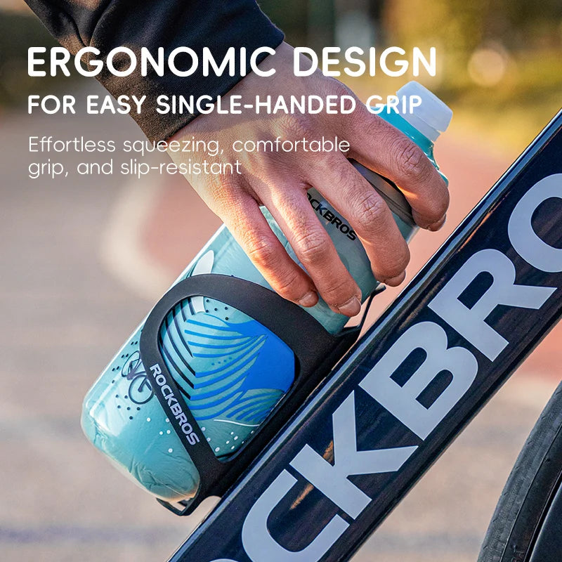 ROCKBROS 620ml Cycling Water Bottle Cold Water Insulated Thermal Silicone Bottle Outdoor Sports MTB Road Bike Bicycle Bottle