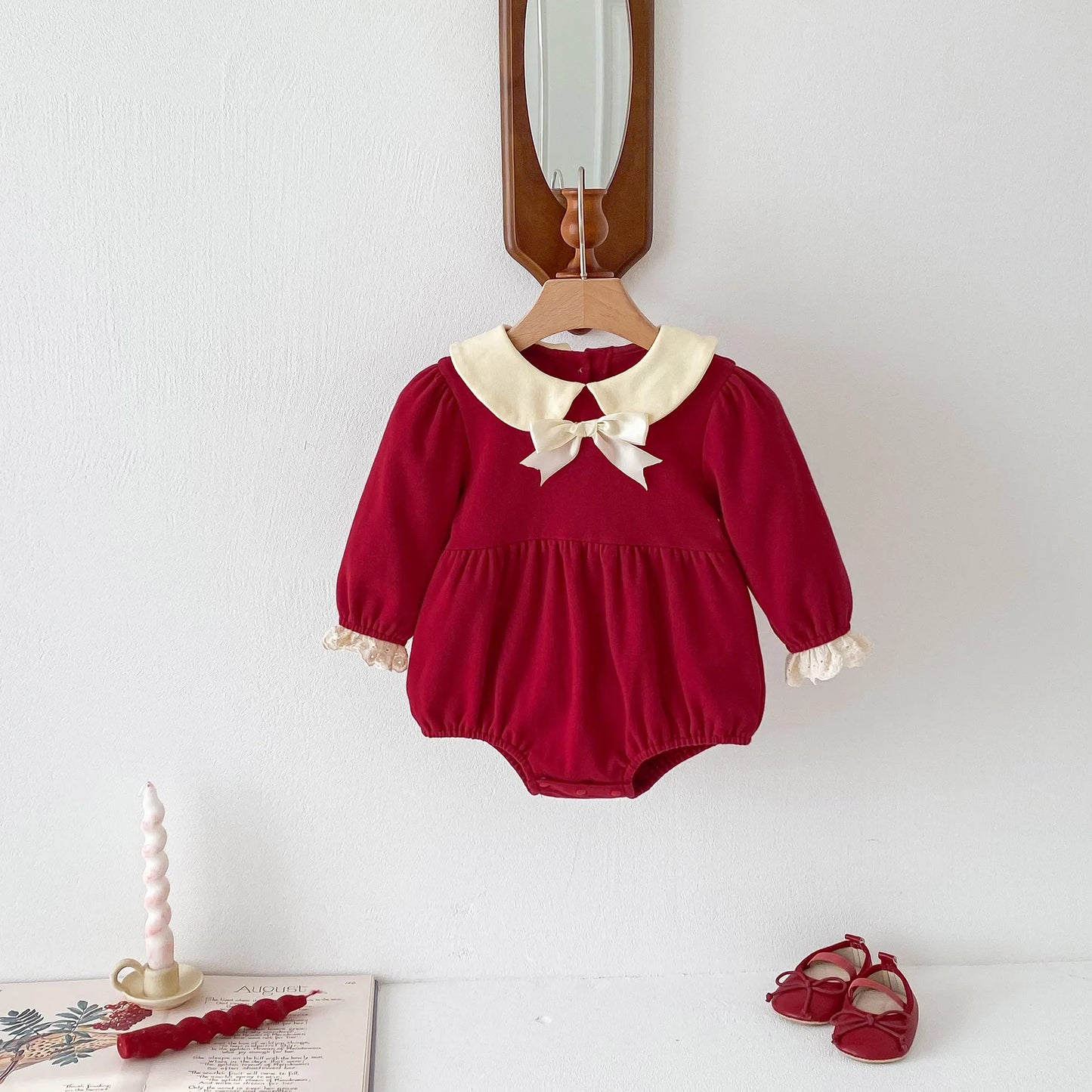 Infant Christmas Outfits Baby Romper Clothes Winter Red Santa Claus Knitted Newborn Infant Boy Girl Christmas Gift Jumpsuits+Hat