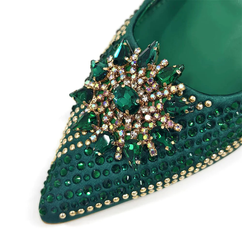 2024 New Designer Specials Italian Women Heels Shoes and Bag Set Royal Purple Color Comfortable With Rhinestone for Party