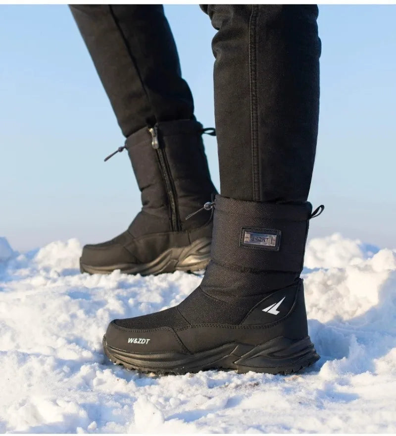 Winter Men's Boots Fashion High-top Casual Cotton Boot Thick Fur Plush Warm Snow Boots Non Slip Platform Boots for Men Botas2025