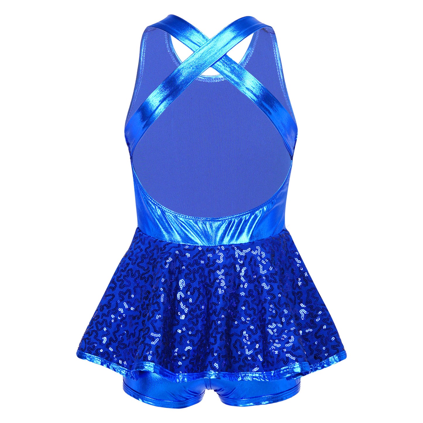 Kids Girls Shorty Unitard Sleeveless Sequin Rompers Leotard Bodysuit Performance Children Jazz Modern Dance Party Tap Costumes