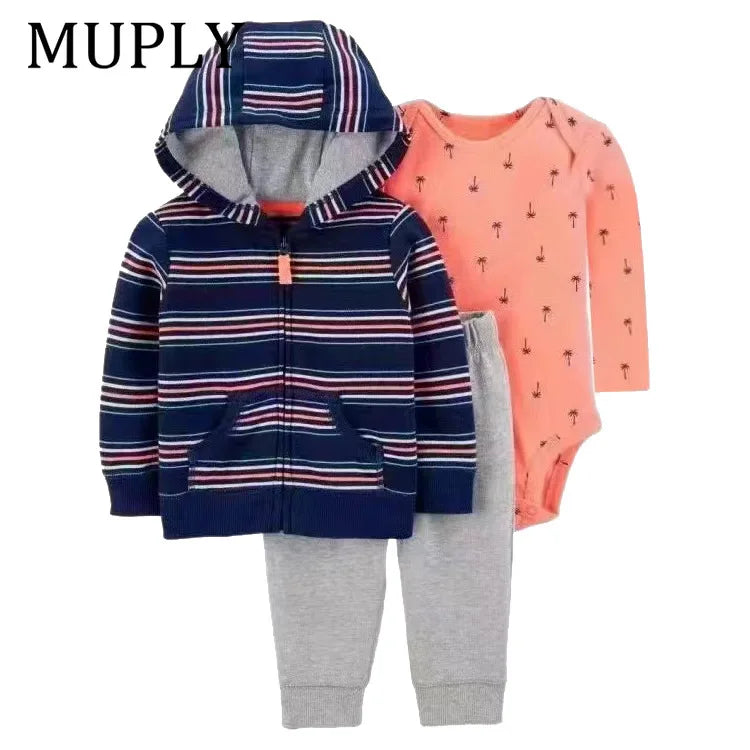3-piece Suit Summer Baby Clothes Sets Baby Short Sleeve Shorts Cover Clothes Cute Girls Bebe Children Cotton 100% Clothing 6-24M