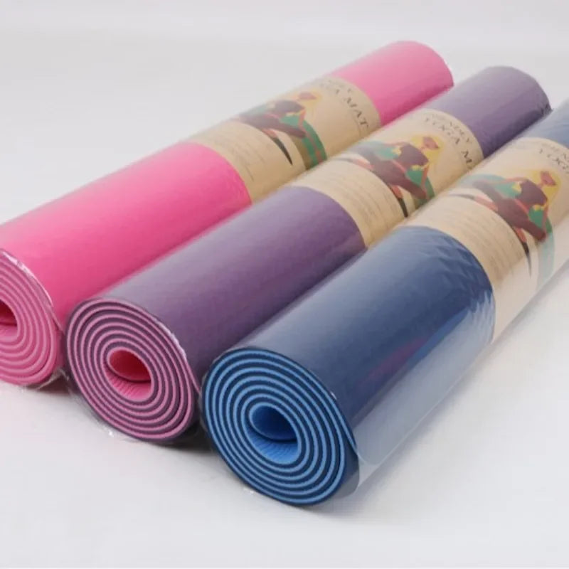 Fitness Yoga Mats Anti-slip Sport 6MM TPE Mat Blanket Exercise Yoga Pilate Gymnastics Mat Equipment Floor Work 6MM Thick TPE