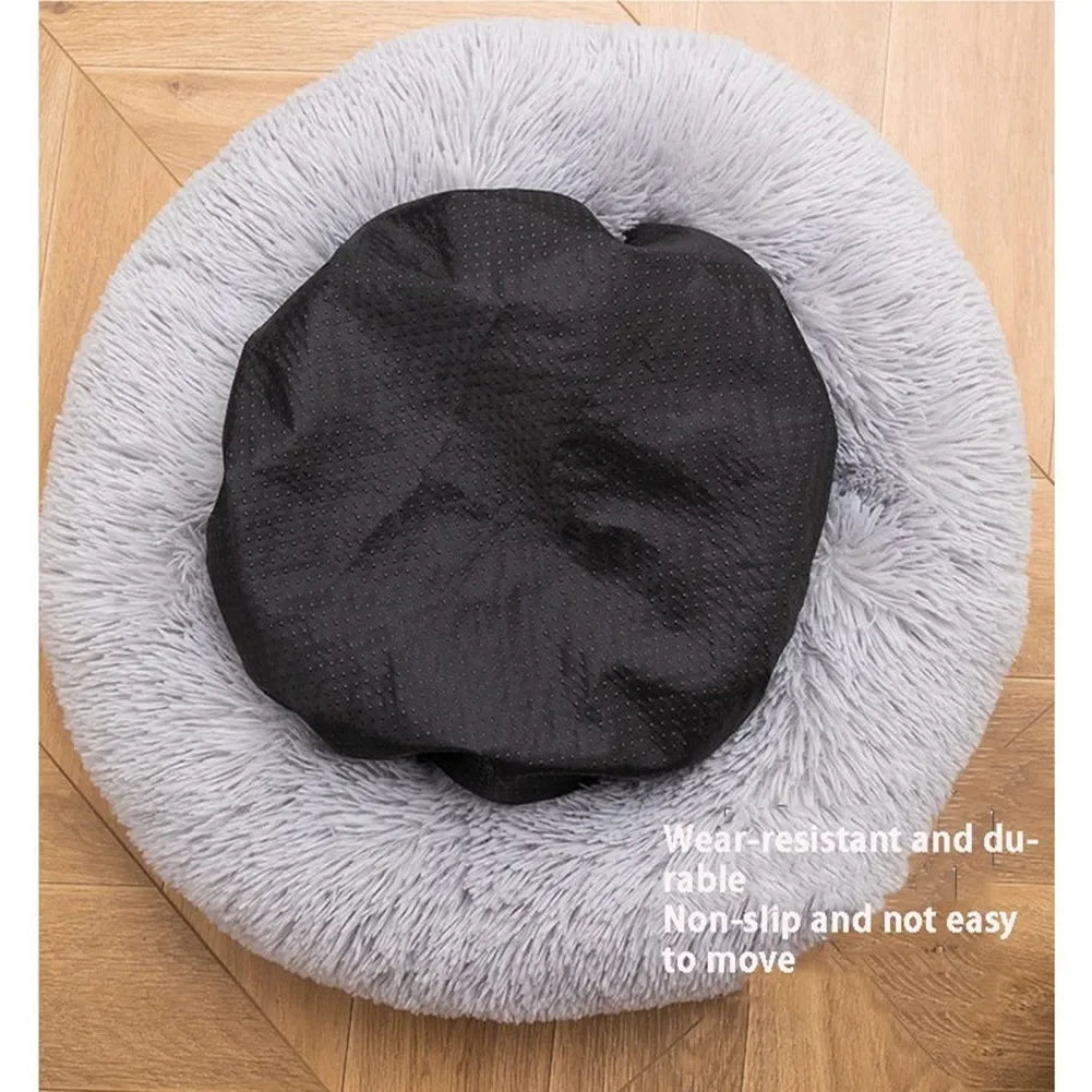Round Dog Bed Long Plush Pet Kennel Washable Cat House Soft Cotton Mats Sofa For Small Large Dog Chihuahua Dog Basket Pet Bed