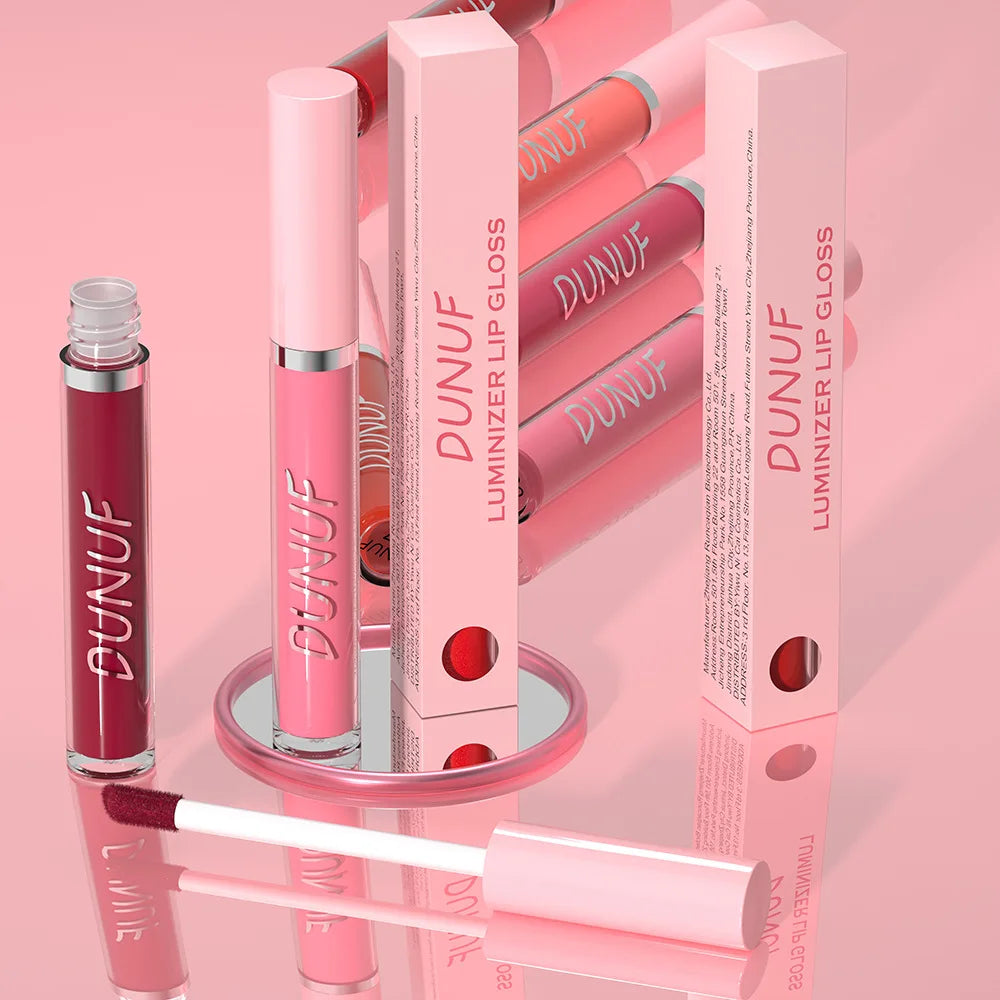 DUNUF High Quality Mirror Gloss Herorange Lipstick Lip Gloss Make-up Lightly Glass Moisturizing Plump Lip stick Lipgloss Gifts