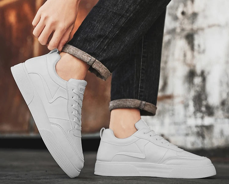 New plus size men's casual sports shoes versatile Korean version thick soled height increase white shoes student board shoes
