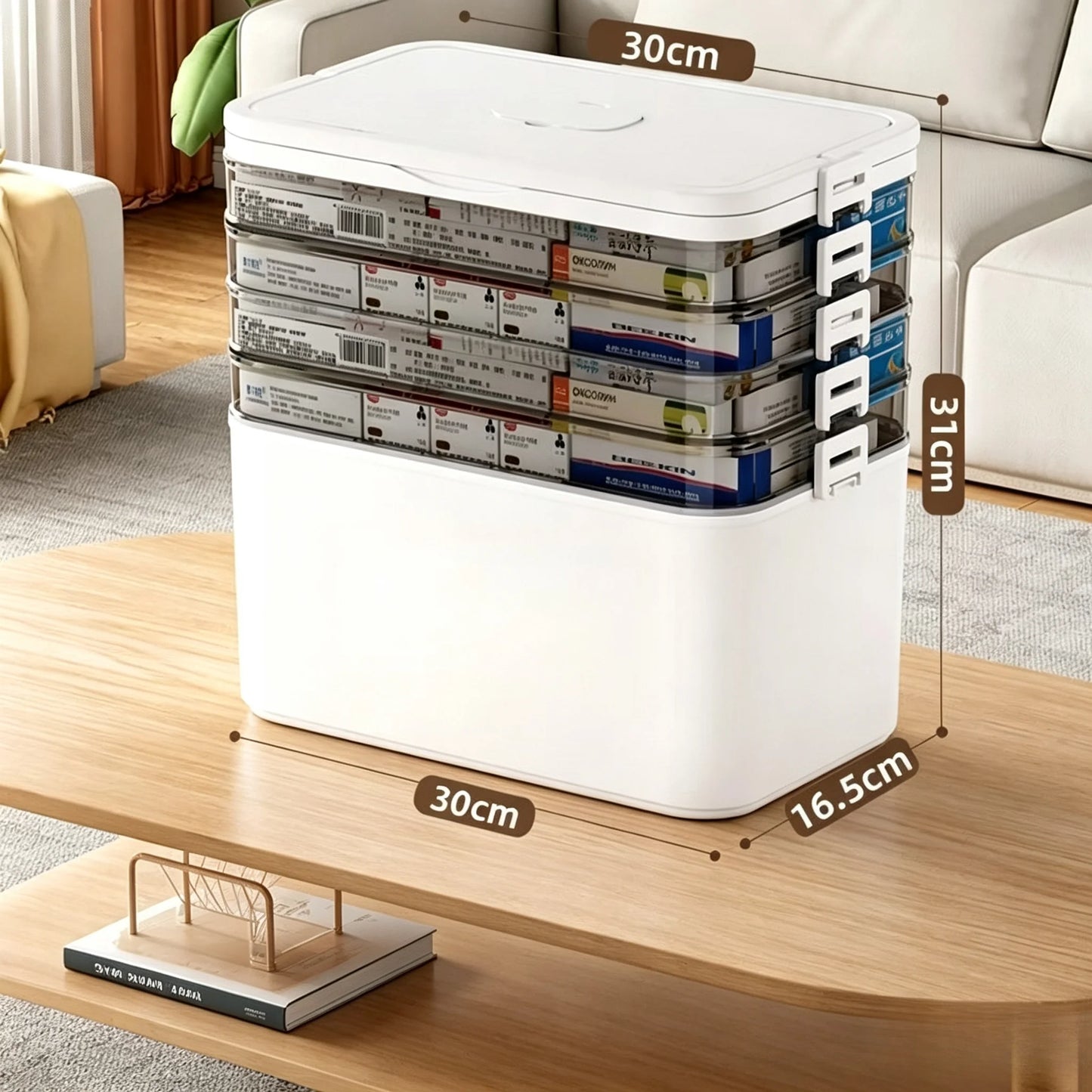 1pc 3-Tier Family Emergency Medicine Storage Box, Leak Resistant Compact Home Medicine Organizer