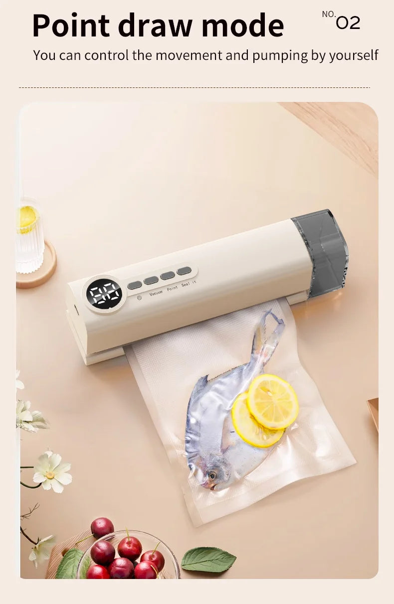 Multifunctional portable wireless vacuum sealer powerful suction Automatic food sealing machine USB Rechargeable Food Bag Sealer