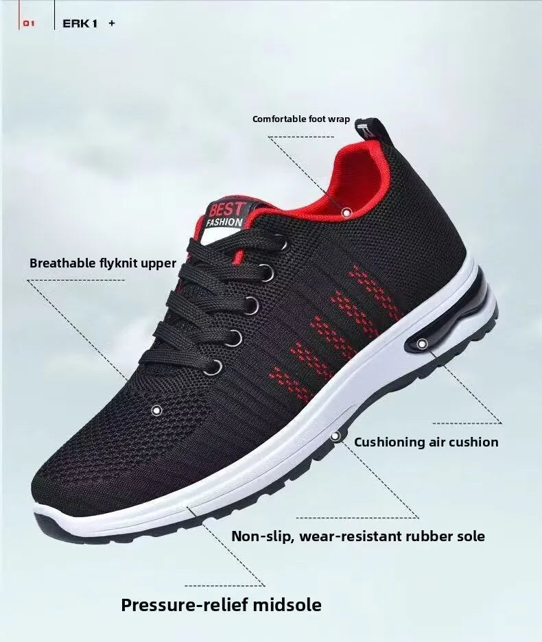 Men's Sport Shoes New Lightweight Comfortable Fashionable Casual Running Shoes Suitable for Youth Thick Bottom Running Style