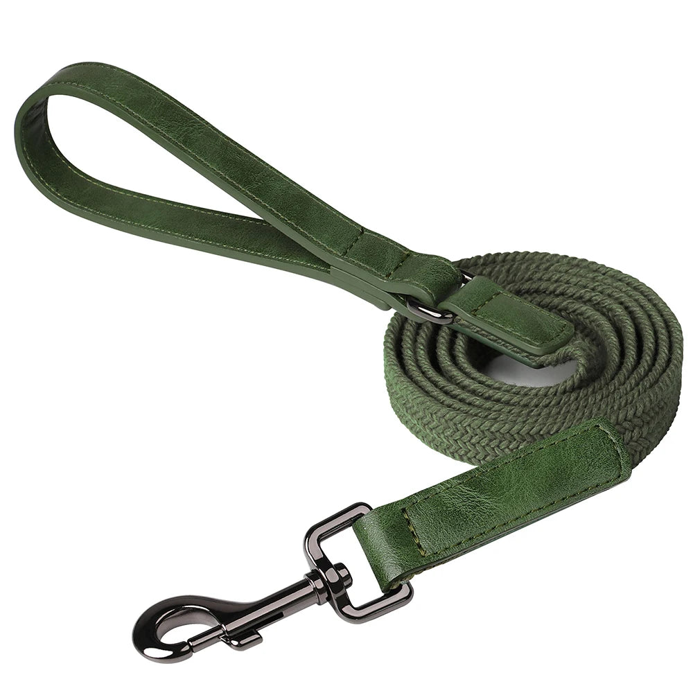 Retro Dog Collar Leash Set Custom Nylon Dog Collars With Walking Lead Rope Adjustable Pet Necklace for Small Large Dogs Durable