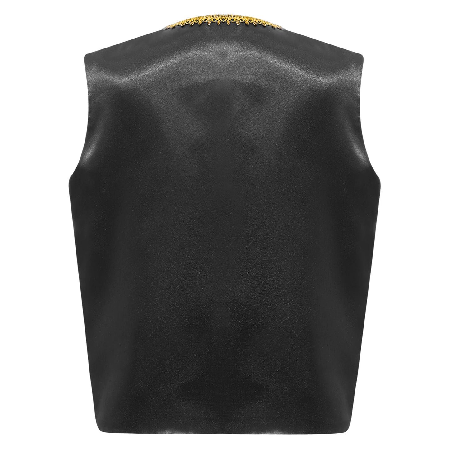 Kids Girls Boys Medieval Steampunk Costume Arabian Prince Sleeveless Golden Trim Waistcoat Vest Halloween Cosplay Fancy Dress Up