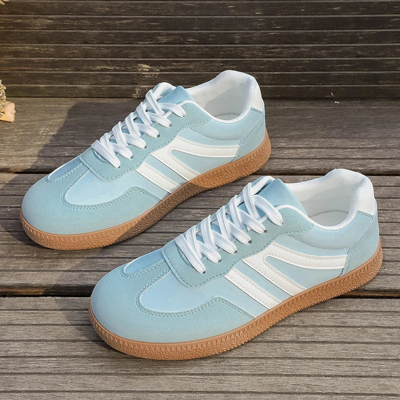 Light Blue Platform Sneakers Woman 2026 Spring Lace Up Thick Sole Casual Sport Shoes Women Light Comfort Non Slip Flat Shoes