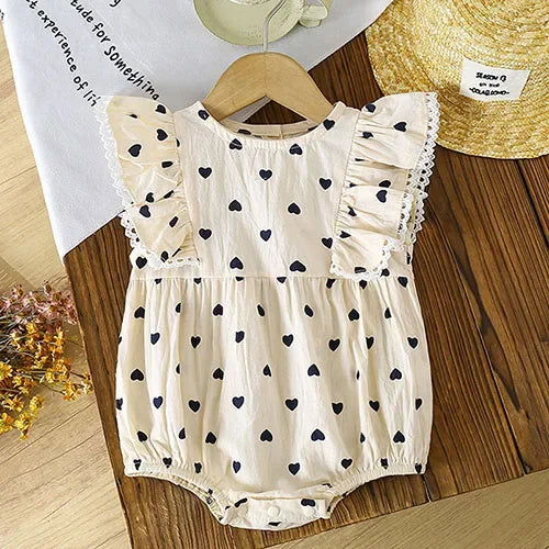 2025 New Summer Toddler Baby Girls Jumpsuit Short Sleeved Cotton Stripe Newborn Baby Girls Romper 0-24M Baby Girls Clothing