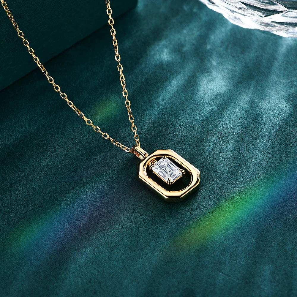 ATTAGEMS Top Quality Moissanite Diamond Necklace for Women Solid 10k 14k 18k Yellow Gold Penant Fine Jewelry Gifts Wholesale New