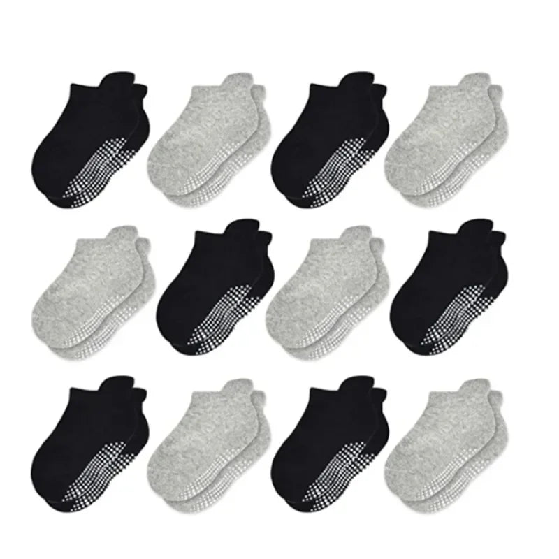 Non Slip Toddler Socks 12 Pairs Infant Baby Kids Grip Socks for Boy Girls Tphon Anti Skid Ankle Socks for 1-5Year