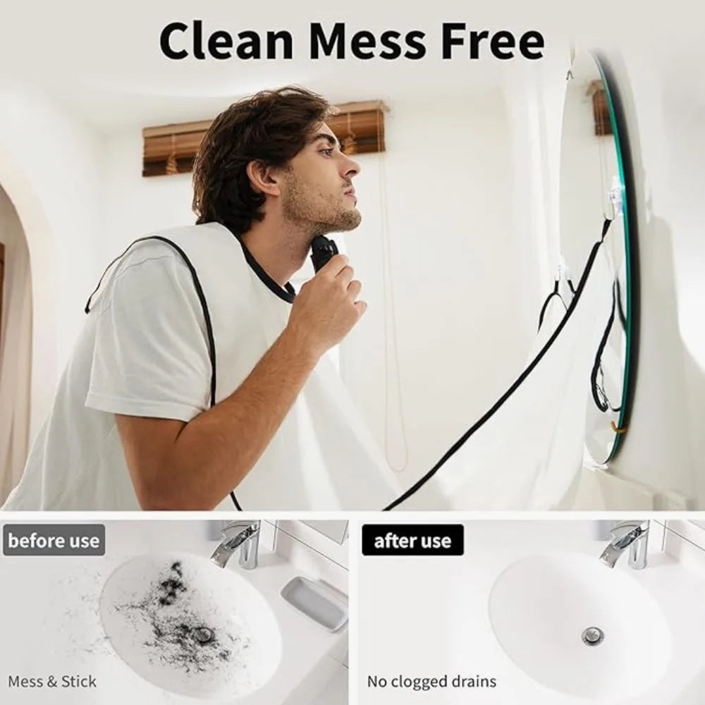 Beard Hair Cutting Catcher, Waterproof Shaving Apron with Drawstring for Home Barber, Easy Clean Hair Catcher for Men