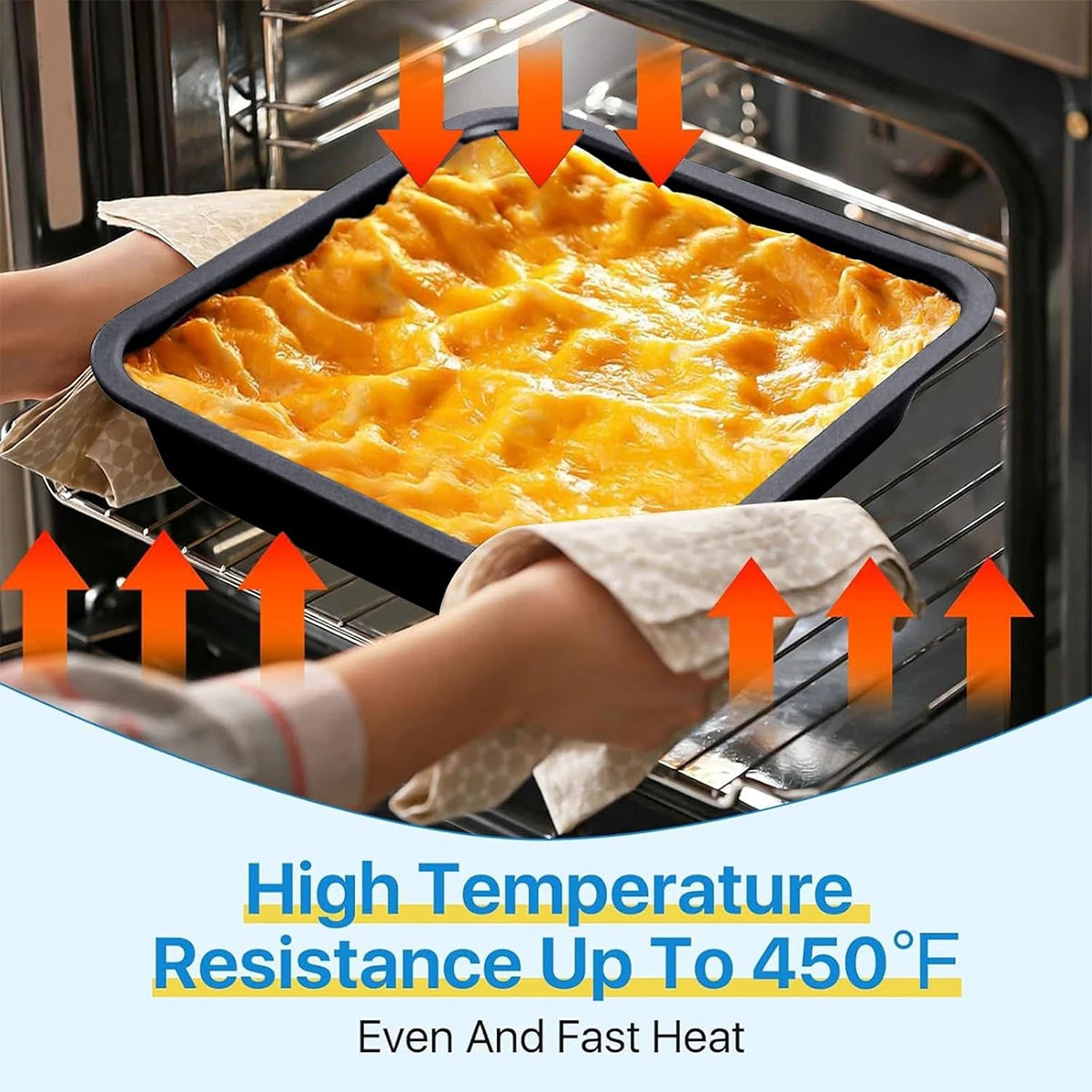 2Pcs/1Pc Square Carbon Steel Non-Stick Baking Pan, Cake Pan, Non-Stick Oven Tray, Cookie Pan - Suitable for Ovens, Air Fryers, Dishwashers, and Refrigerators, Can Be Used to Make Pizza, Fruit Salad, Grilled Fish and Meat, Bre